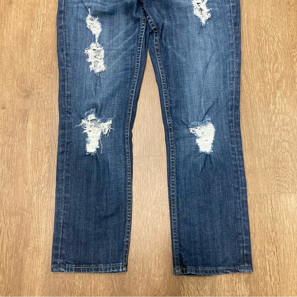 Vigoss Women's Dark Blue Distressed Cropped Jeans The Thompson Tomboy Boyfriend - Picture 3 of 16